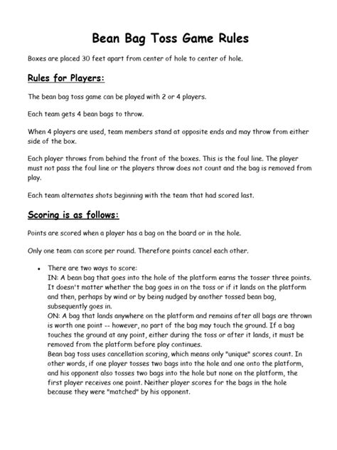 bean bag toss game|Bean Bag Toss Game Rules .